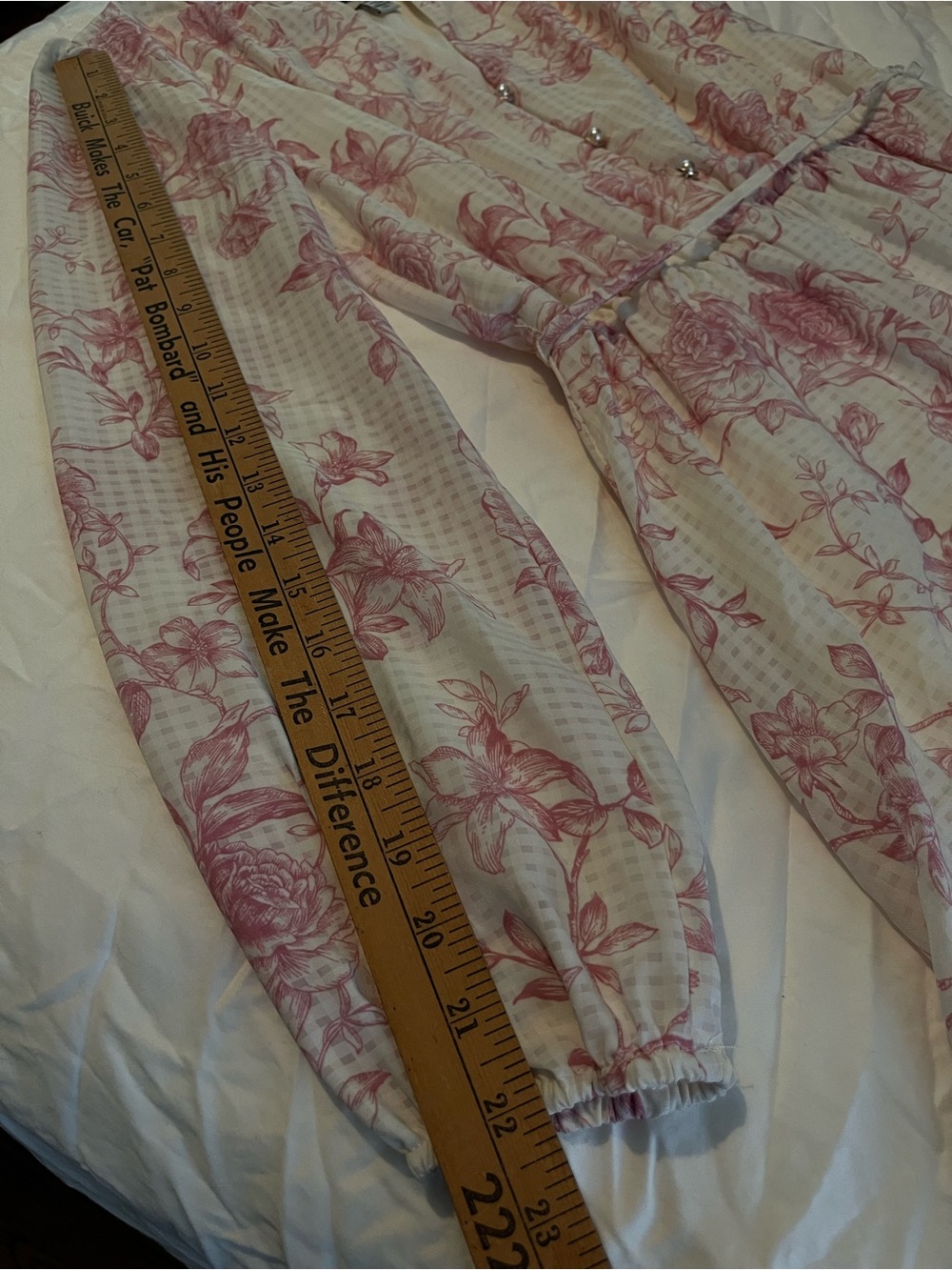 Joie Pink White Floral Long Sleeve Tiered Dress Ruffle Neck Tie Waist - Size XS - Picture 7 of 11